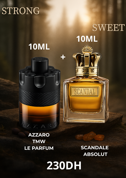 10 ML  SCANDALE ABSOLUT + 10 ML AZZARO THE MOST WANTED LE PARFUM