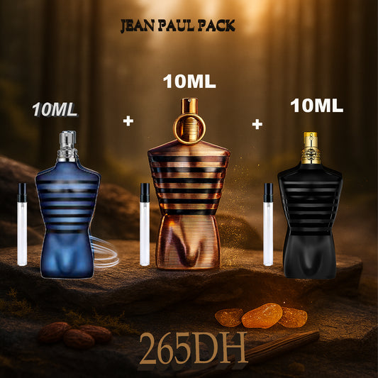 PACK JEAN PAUL GAULTIER : LE MALE ELIXIR 10 ML  +ULTRA MALE 10ML + LE MALE LE PARFUM 10ML